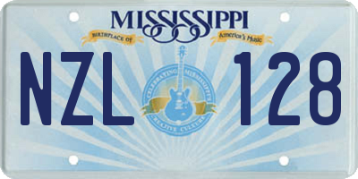 MS license plate NZL128