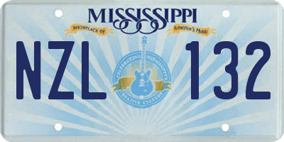MS license plate NZL132