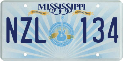 MS license plate NZL134