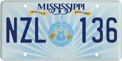 MS license plate NZL136