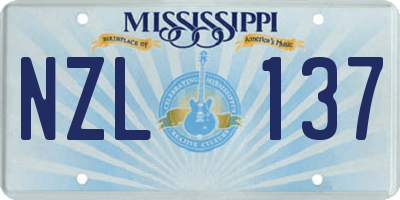 MS license plate NZL137