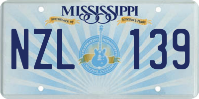 MS license plate NZL139