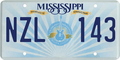 MS license plate NZL143