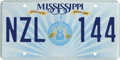 MS license plate NZL144