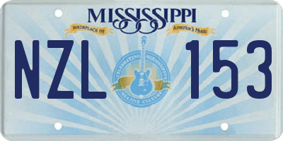 MS license plate NZL153