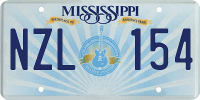 MS license plate NZL154