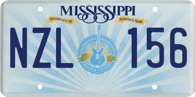 MS license plate NZL156