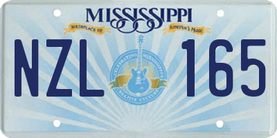 MS license plate NZL165
