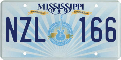 MS license plate NZL166