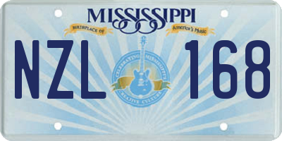 MS license plate NZL168