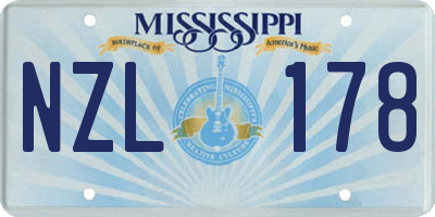 MS license plate NZL178