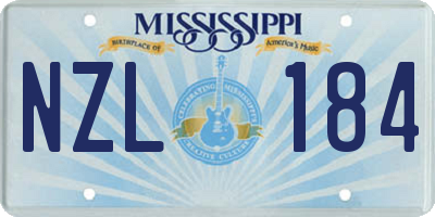 MS license plate NZL184