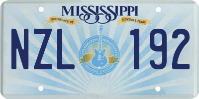 MS license plate NZL192