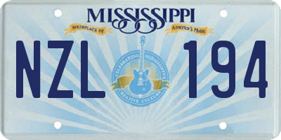 MS license plate NZL194