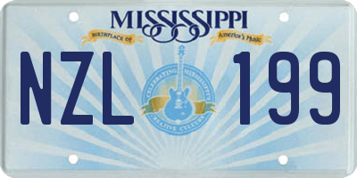 MS license plate NZL199