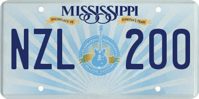 MS license plate NZL200