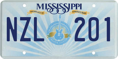 MS license plate NZL201