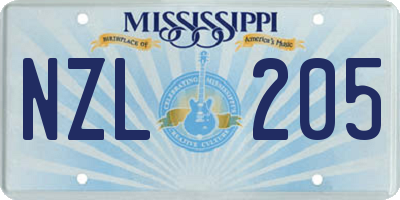 MS license plate NZL205
