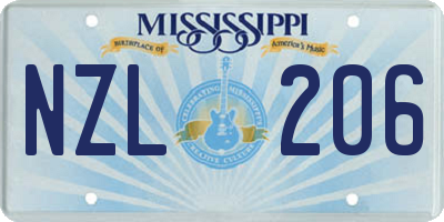 MS license plate NZL206