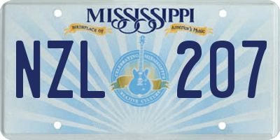MS license plate NZL207
