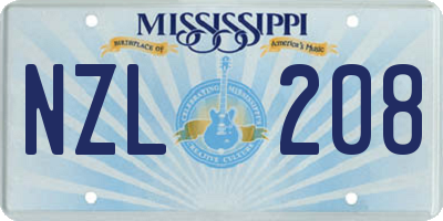 MS license plate NZL208