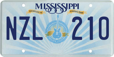 MS license plate NZL210