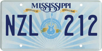MS license plate NZL212