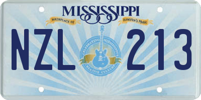 MS license plate NZL213