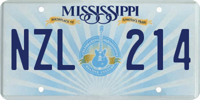 MS license plate NZL214