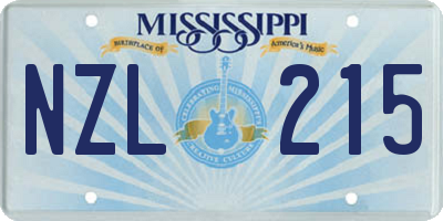 MS license plate NZL215