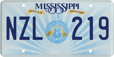 MS license plate NZL219