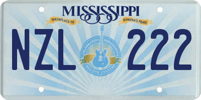 MS license plate NZL222