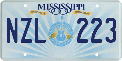 MS license plate NZL223