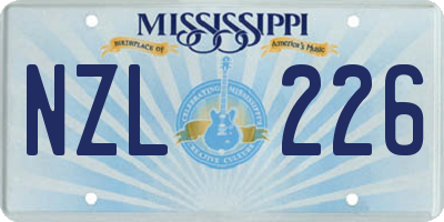 MS license plate NZL226