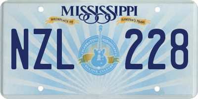 MS license plate NZL228