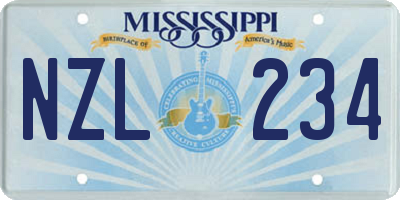 MS license plate NZL234