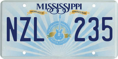 MS license plate NZL235