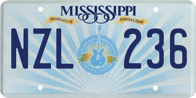 MS license plate NZL236