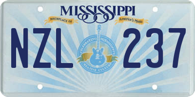 MS license plate NZL237
