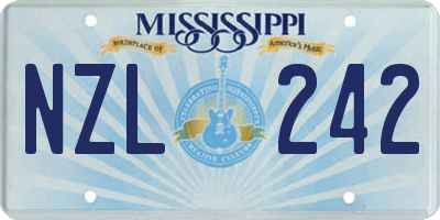 MS license plate NZL242