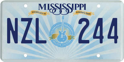 MS license plate NZL244