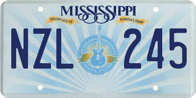 MS license plate NZL245