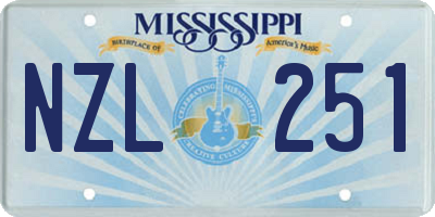 MS license plate NZL251