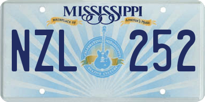 MS license plate NZL252