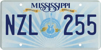 MS license plate NZL255