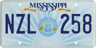 MS license plate NZL258