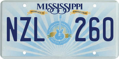 MS license plate NZL260