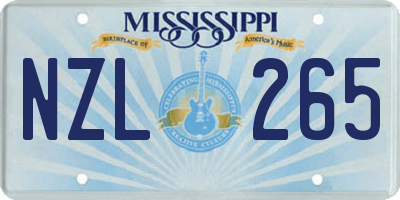 MS license plate NZL265
