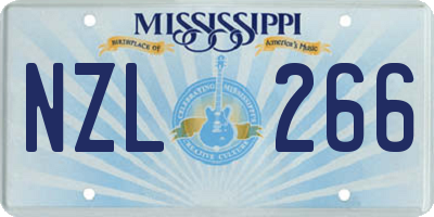 MS license plate NZL266