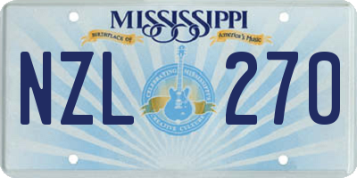 MS license plate NZL270